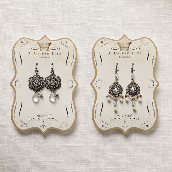 Rhinestone and Crown Earrings