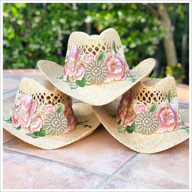 Flower Embellished Cowgirl Hat