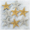 Star appliqués embroidered onto wool-blend felt in a lustrous metallic thread.