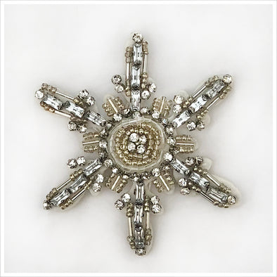 Snowflake Star Sequin Rhinestone Applique Crystal Gold